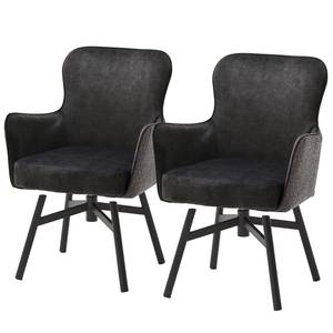 Chaises Stalewell IV (lot de 2) Microfibre et tissu structuré / Acier - Anthracite