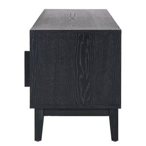 Tv-meubel CANEE 1 deur Weens vlechtwerk/fineer van echt hout - natuurlijk/zwart eikenhout