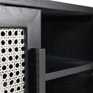 Tv-meubel CANEE 1 deur Weens vlechtwerk/fineer van echt hout - natuurlijk/zwart eikenhout