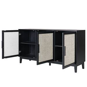 Sideboard CANEE Wiener Geflecht / Echtholzfurnier - Eiche Schwarz