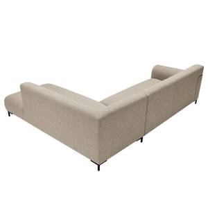 Ecksofa Lussant Flachgewebe - Flachgewebe Shina: Beige - Ottomane davorstehend rechts - Schwarz