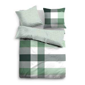 Parure de lit en satin Country Check Satin - Vert sapin - 155 x 220 cm + oreiller 80 x 80 cm