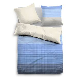 Parure de lit en satin Blurred Grid Satin - Bleu - 155 x 220 cm + oreiller 80 x 80 cm