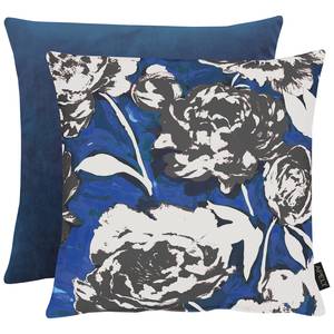 Coussin Evelyn Coton / Lin - Bleu / Blanc