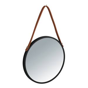 Miroir Borrone Fer - Verre - Noir/ Argenté - Diamètre : 30 cm