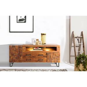 Sideboard Bazac Inkl. Beleuchtung - Akazie massiv - Akazie / Dunkelgrau