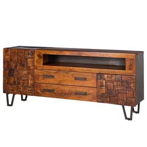 Sideboard Bazac Inkl. Beleuchtung - Akazie massiv - Akazie / Dunkelgrau