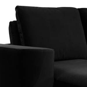 Ecksofa Grossa Samt Vaia: Schwarz - Longchair davorstehend links