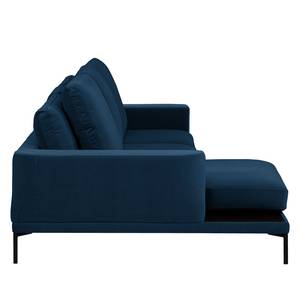 Hoekbank Grossa fluweel - Velours Vaia: Donkerblauw - Longchair vooraanzicht links