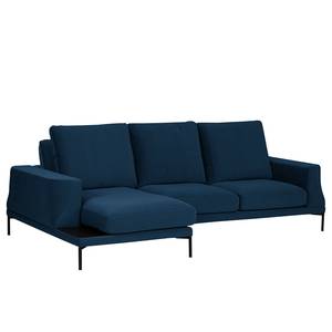 Hoekbank Grossa fluweel - Velours Vaia: Donkerblauw - Longchair vooraanzicht links