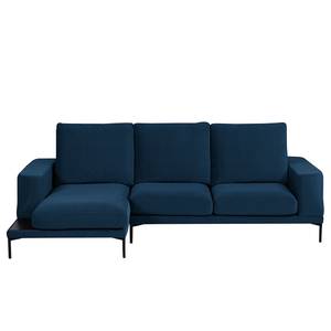 Hoekbank Grossa fluweel - Velours Vaia: Donkerblauw - Longchair vooraanzicht links