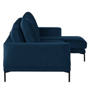 Hoekbank Grossa fluweel - Velours Vaia: Donkerblauw - Longchair vooraanzicht rechts