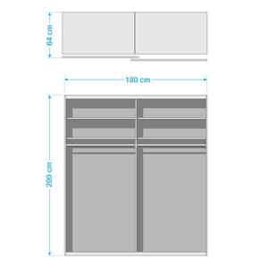 Armoire à portes coulissantes Altona I Blanc alpin / Verre gris - Largeur : 180 cm