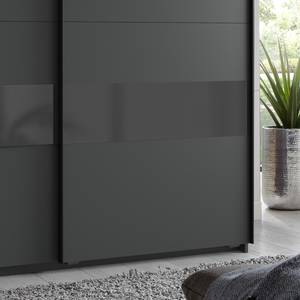 Armoire à portes coulissantes Altona I Graphite / Verre noir - Largeur : 180 cm