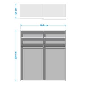 Armoire à portes coulissantes Altona I Graphite / Verre noir - Largeur : 180 cm