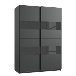 Armoire à portes coulissantes Altona I Graphite / Verre noir - Largeur : 135 cm
