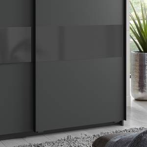 Armoire à portes coulissantes Altona I Graphite / Verre noir - Largeur : 135 cm