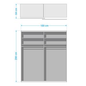 Schwebetürenschrank Altona I Plankeneiche Dekor / Glas Grau - Breite: 180 cm