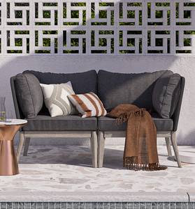 Ensemble lounge FIFO - 2 éléments Tissu / Acacia massif - Anthracite / Gris