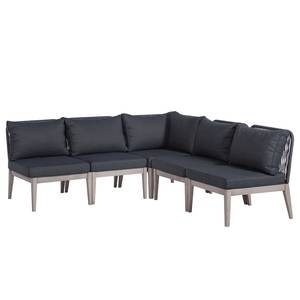 Ensemble lounge FIFO C - 5 éléments Tissu / Acacia massif - Anthracite / Gris