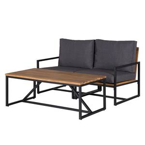 Loungegroep LeRoy (3-delig) polyester/massief acaciahout - grijs/acaciahout