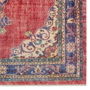Vloerkleed Tabriz Ladiz katoen/polyester-chenille - rood/indigo - 200 x 290 cm