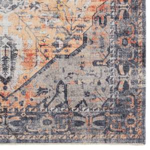 Vloerkleed Heriz Janda katoen/polyester-chenille - grijs/oranje - 160 x 230 cm