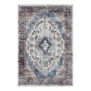 Vloerkleed Keshan Sami katoen/polyester-chenille - Crèmekleurig/blauw - 120 x 170 cm