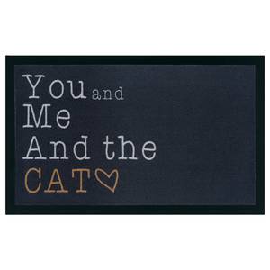 Deurmat You, Me and the Cat polyamide - antracietkleurig