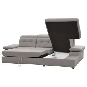 Ecksofa Huriel Strukturstoff - Strukturstoff Huda: Grau - Longchair davorstehend rechts