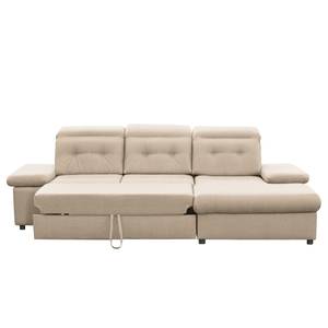 Ecksofa Huriel Strukturstoff - Strukturstoff Huda: Beige - Longchair davorstehend rechts