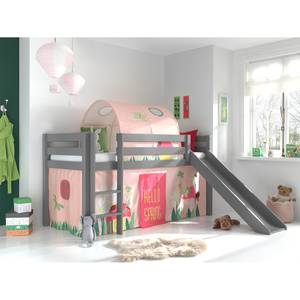 Spielbett Pino Spring Kiefer Grau - Mit Leiter - Mit Rutsche