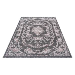 Laagpolig vloerkleed Aubusson Flore polyester/polypropeen - Grijs/roze - 80 x 150 cm