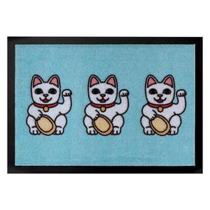 Fußmatte Three Lucky Cats Polyamid - Pastelblau