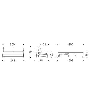 Canapé convertible Cubed Tissu - Tissu Twist : Granite - Largeur : 168 cm - Chêne clair