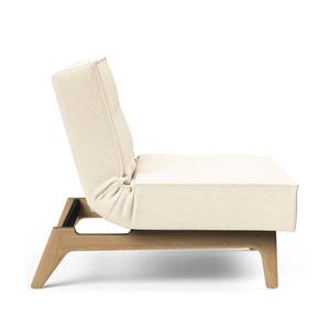 Fauteuil Splitback Eik geweven stof - Geweven stof Bouclè: Off White - Lichte eikenhouten