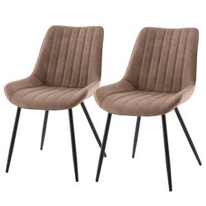 Chaises capitonnées Midge (lot de 2) Marron clair - Lot de 2