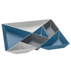 Gourmetset Tangram Ready kunststof - diepblauw/grijs