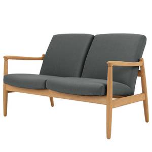 Sofa Froid (2-Sitzer) Webstoff - Webstoff Baca: Graublau - Eiche Hell