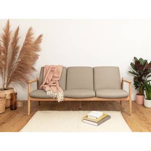 Sofa Froid (3-Sitzer) Webstoff - Webstoff Baca: Beige - Eiche Hell