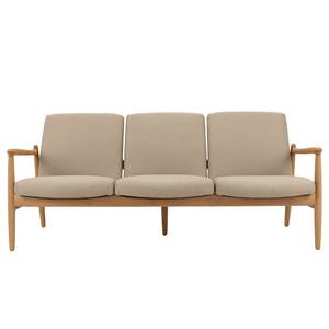 Sofa Froid (3-Sitzer) Webstoff - Webstoff Baca: Beige - Eiche Hell