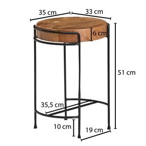 Bijzettafel Helette massief acaciahout/metaal - acaciahout/zwart