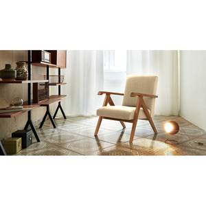 Fauteuil Monklet geweven stof - Geweven stof Ekta: Beige - Lichte beukenhout