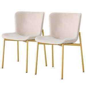 Chaises capitonnées Mouzon - Lot de 2 Velours Walli: Crème - Doré