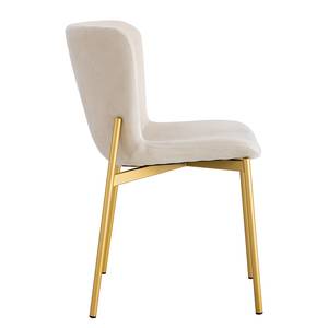 Chaises capitonnées Mouzon - Lot de 2 Velours Walli: Crème - Doré