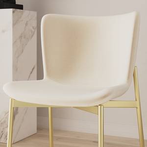 Chaises capitonnées Mouzon - Lot de 2 Velours Walli: Crème - Doré