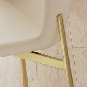 Chaises capitonnées Mouzon - Lot de 2 Velours Walli: Crème - Doré