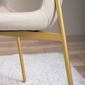 Chaises capitonnées Mouzon - Lot de 2 Velours Walli: Crème - Doré