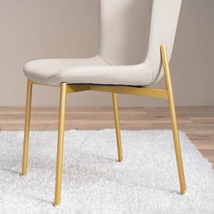 Chaises capitonnées Mouzon - Lot de 2 Velours Walli: Crème - Doré