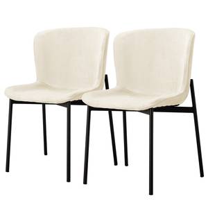 Set di 2 sedie con gambe nere Mouzon Velluto Walli: crema - Nero